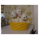 chalkware cats in basket
