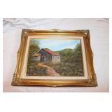 oil on canvas barn scene picture by Sylvester