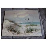 oil on canvas beach picture by Runcie
