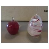 2 smaller joe rice paperweights incl:apple