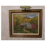 oil on canvas cabin scene art picture by Sylvester