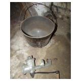 cast iron pot & meat grinder