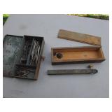 drill bits & antique tool w/box