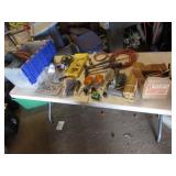 clear tote,hammers,copper,ext.cord & items