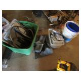 green tote,buckets,container & items inside
