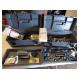 2 gray toolboxes & electrical items inside