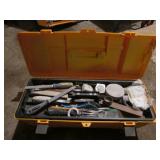 yellow toolbox w/some tools & items