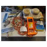 gray tote,mason tools,electrical items & items