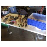 clear tote,garden tools,mason tools & items
