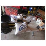 cable,motorcycle cover,roll of plastic & items