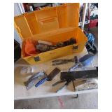yellow toolbox & mason tools