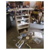 delta drill press,stand & items on it & in front