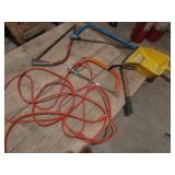 3 saws,ext.cord,yellow dustpan & tool