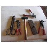 wooden plane,hand sledge,rivots,snips