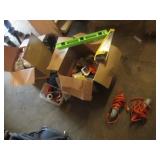 2 boxes w/lights,level,saw,tools & items
