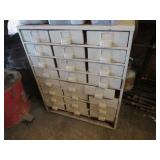 white metal cabinet & all items inside