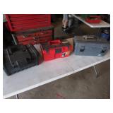 red,gray & black empty toolboxes
