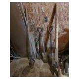 3 shovels & 2 posthole diggers