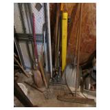 shovel,broom,rake,yard tools & items