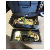 gray toolbox w/telephone items