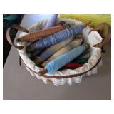longaberger basket & wooden spools