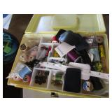 sewing box,sewing items & singer oil can