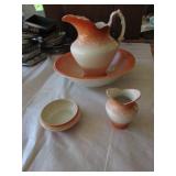 wellsville pitcher & bowl,vase & bowl