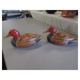 2 wooden duck decoys