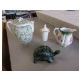 ceramic turtle,teapot,pitcher & item