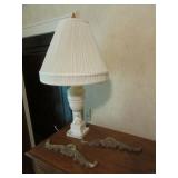 marble table lamp & 2 wall decorations