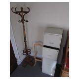 coat tree,wall hanging,metal file cabinet & item