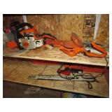 stihl chainsaw parts & blue tote