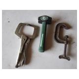 hand sledge,vise grip & c-clamp