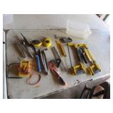 container,yellow saws,chalk lines & hand tools