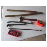 trimmers,pry bars,extension,tape measure