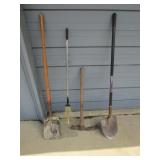 shovels,rake & pick axe