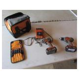 ridgid cordless drill & impact set w/bits (works)
