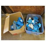tote & box of electrical items