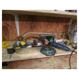 blue tote,leather,ryobi detail sander,tools,items
