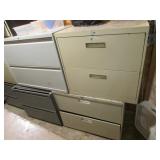 4 metal storage cabinets w/some items