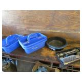 blue tool carriers,black pans & misc tools