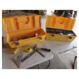 2 yellow toolboxes,tools & items