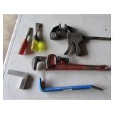 ridgid 14" pipe wrench,clamp,chisels,tools