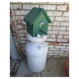 white milkcan & bird house