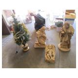 3 pc large nativity set & christmas tree