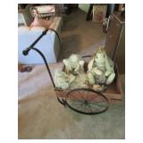 decorator cart & stuffed rabbits