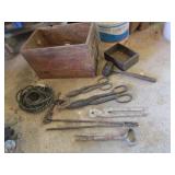 advertising wood crate,tools & items inside