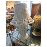 white wicker table lamp