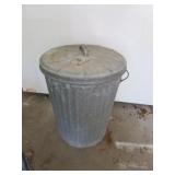 galvanized trashcan w/horse feed