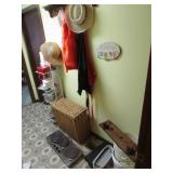 wicker hamper,shelf,cooker & all misc items